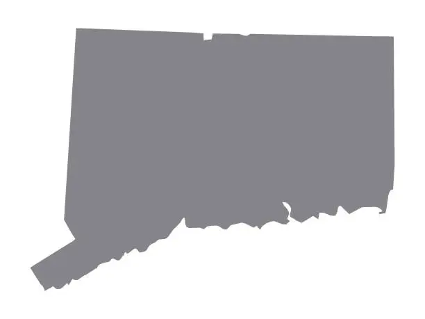 Vector illustration of Silver Map of USA State of Connecticut