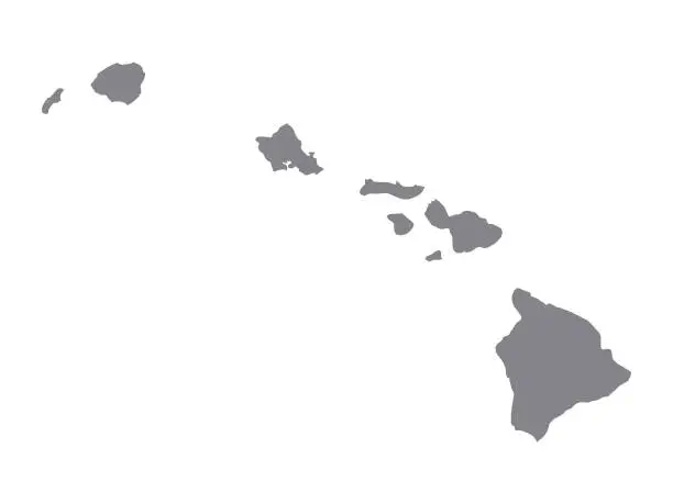 Vector illustration of Silver Map of USA State of Hawaii