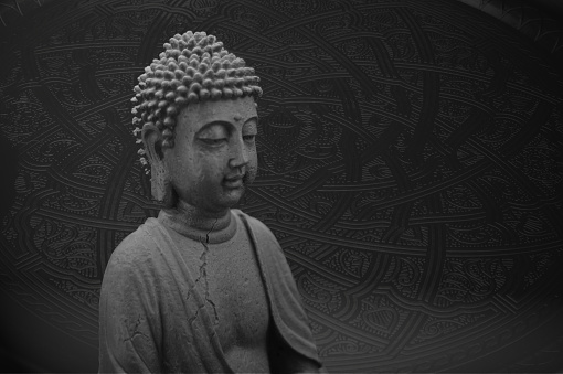 Buddha Statue On Black Dark Ornament Background Stock Photo - Download  Image Now - Ancient, Anthropomorphic Face, Art - iStock