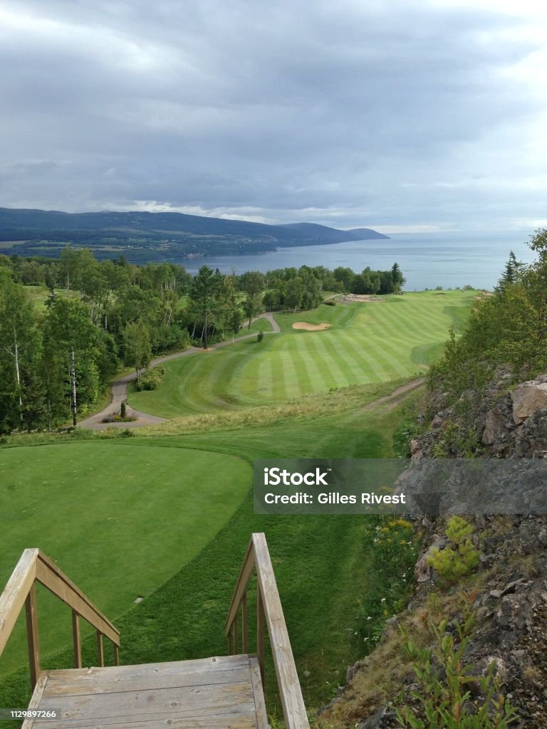 Golf Course View of a golf fairway. Golf Stock Photo