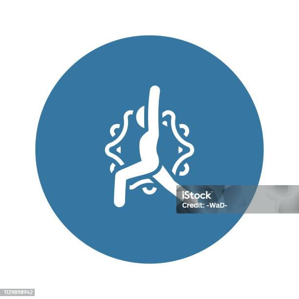 Yoga Warrior Pose Icon Flat Design Isolated Illustration Stock Illustration - Download Image Now