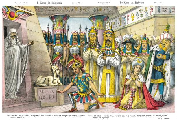 der grieche in babylon, satirische cartoon wöchentlich von 1880 - editions stock-grafiken, -clipart, -cartoons und -symbole