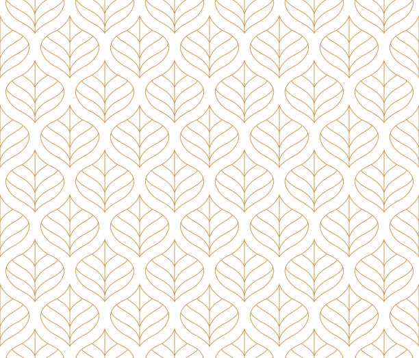 Geometric Leaf Vector Seamless Pattern. Floral Illustration background. Geometric floral vector seamless pattern. Abstract vector texture. Art Deco Leaves background. autumn backgrounds stock illustrations