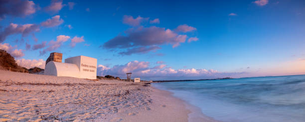 Sunset at Es Trenc, the best beach of Mallorca stock photo