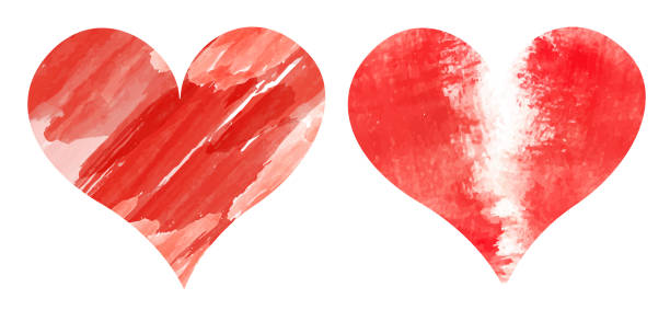 ilustrações, clipart, desenhos animados e ícones de grungy corações aquarela - blob heart shape romance love