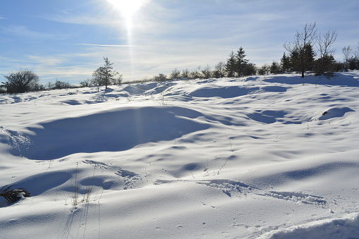 Aerial view of the snowy mountain