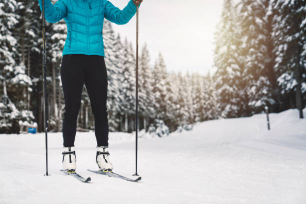istock Cross-country skiier in snowy forest 1129917418