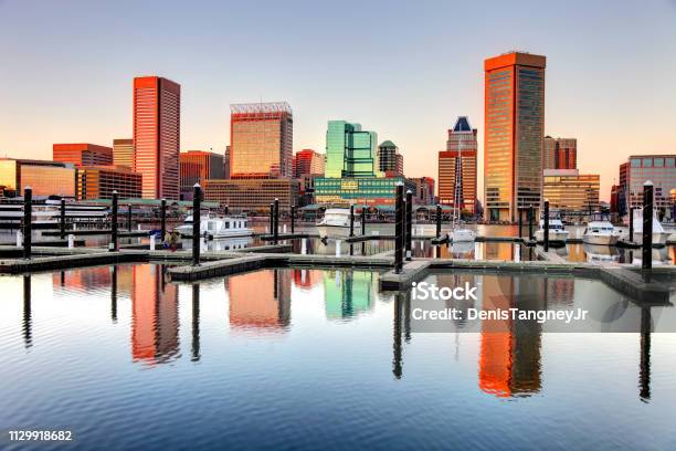 Baltimores Inner Harbor Stock Photo - Download Image Now - Baltimore - Maryland, Maryland - US State, Urban Skyline