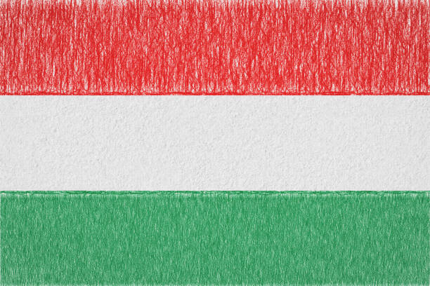 ilustraciones, imágenes clip art, dibujos animados e iconos de stock de pintada bandera de hungría - hungary flag banner dirty