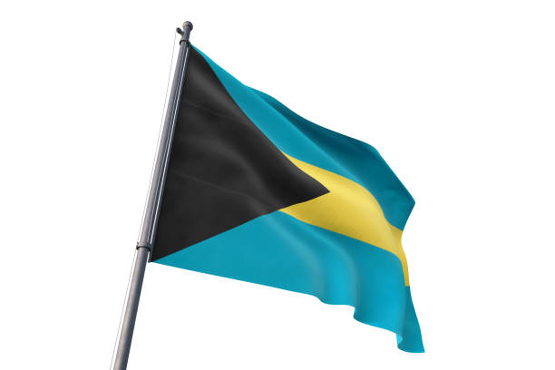 Bahamas national flag waving isolated white background