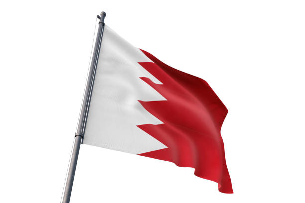 istock Bahrain flag waving isolated white background 1129926595