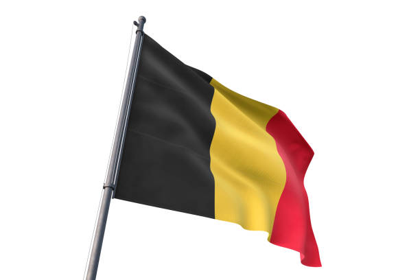 istock Belgium flag waving isolated white background 1129926597