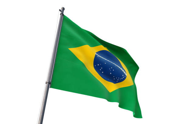 istock Brazil flag waving isolated white background 1129926608