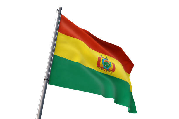 istock Bolivia flag waving isolated white background 1129926613