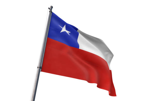 istock Chile flag waving isolated white background 1129926674