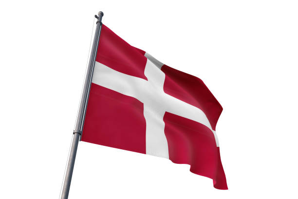 istock Denmark flag waving isolated white background 1129926693