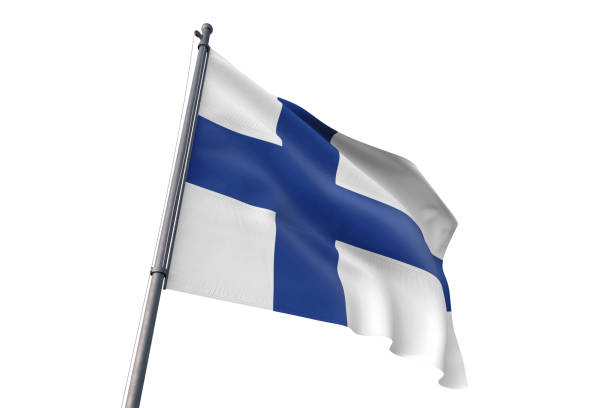 istock Finland flag waving isolated white background 1129926731