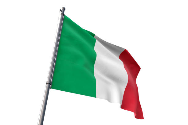 istock Italy flag waving isolated white background 1129927329
