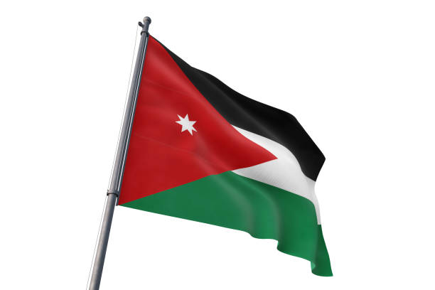 Jordan national flag waving isolated white background