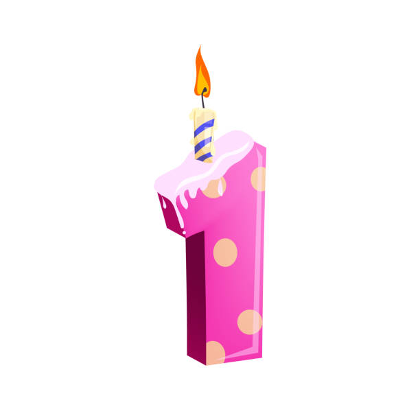 nummer eins kerze abbildung - birthday first place cake symbol stock-grafiken, -clipart, -cartoons und -symbole