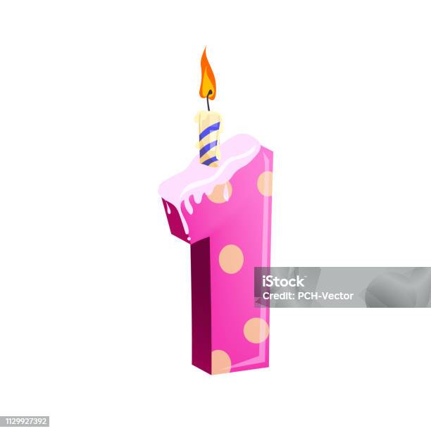 Number One Candle Illustration Stock Illustration - Download Image Now - First Place, Cake, Birthday