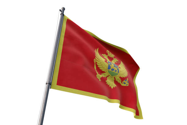 istock Montenegro flag waving isolated white background 1129927435