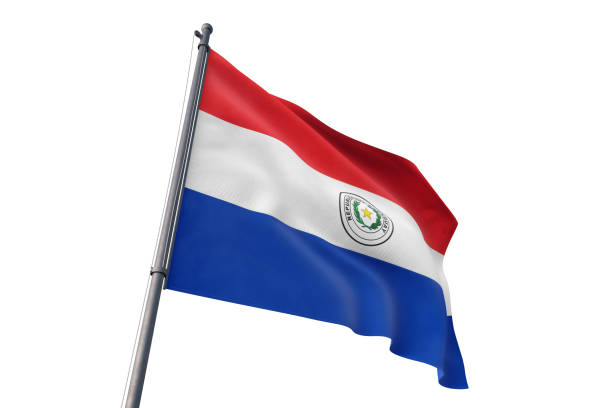 istock Paraguay flag waving isolated white background 1129927985