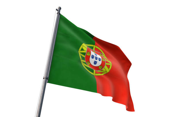 istock Portugal flag waving isolated white background 1129927996