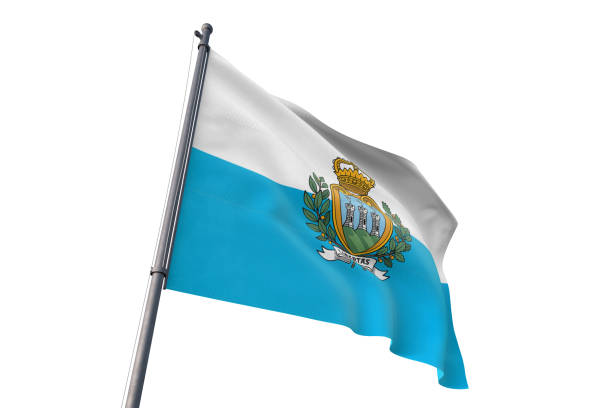istock San Marino flag waving isolated white background 1129928006