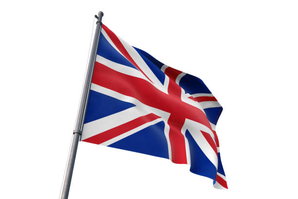 United Kingdom national flag waving isolated white background