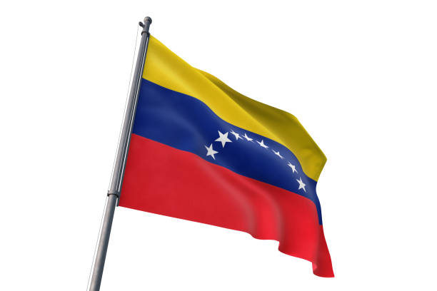 Venezuela national flag waving isolated white background