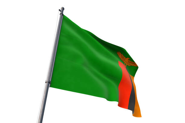 Zambia flag waving isolated white background Zambia national flag waving isolated white background zambia flag stock pictures, royalty-free photos & images