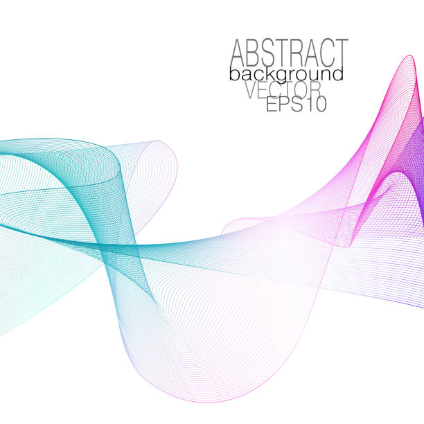 istock Transparent colored veil on a white background. Abstract glowing waving silk scarf. Magenta, turquoise green gradient. Vector art line pattern. Modern elegant wave design. EPS10 illustration 1129936631