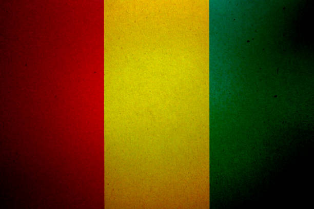 Flag of Guinea printed on a paper sheet.