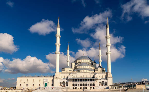 istock Ankara-Turkey kocatepe mosque landscape view with blue sky and clouds 1129952228