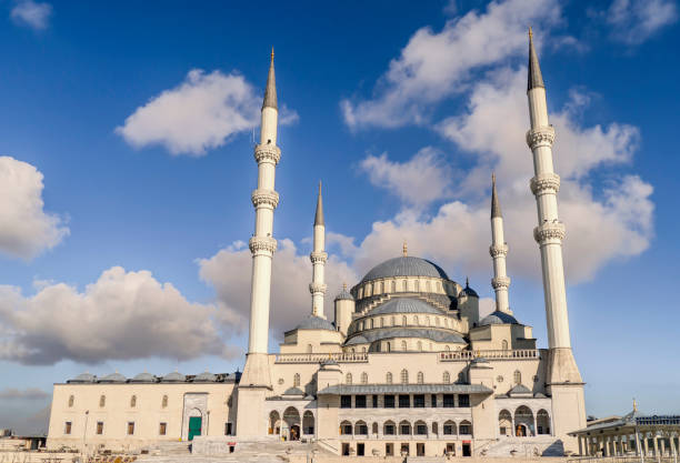 istock Ankara-Turkey kocatepe mosque lanscape view with blue sky and clouds 1129952305