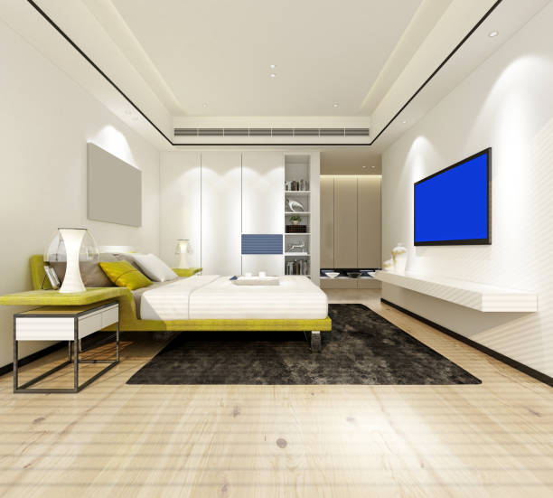 istock 3D Render of bedroom in luxury hotel 1129954293