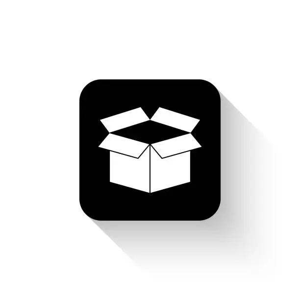 Vector illustration of box - white vector  icon with shadow