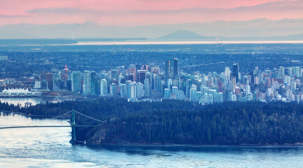 istock aerial view of Vancouver Canada at blue hour 1129972944