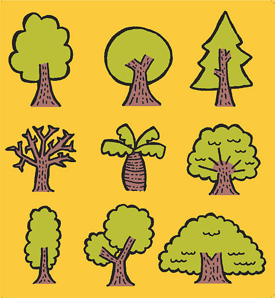 Hand-drawn Trees vector art illustration