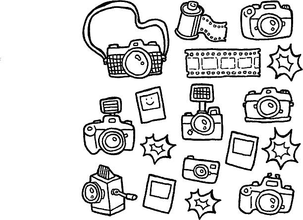 gekritzel-kameras - mittelformat kamera stock-grafiken, -clipart, -cartoons und -symbole