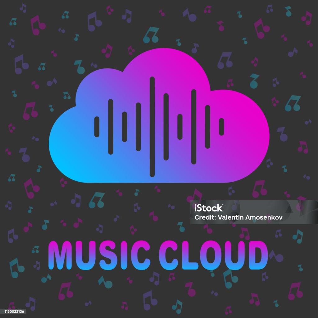 Cloud Music Vector Logo Isolated On White Background Cloud Shape Symbol