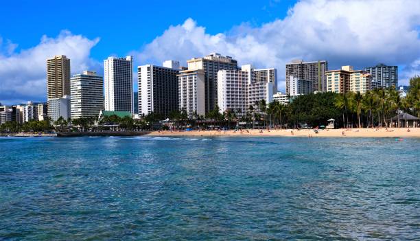 istock Honolulu coastline including Waikiki Beach,  Oahu, Hawaii 1130022174
