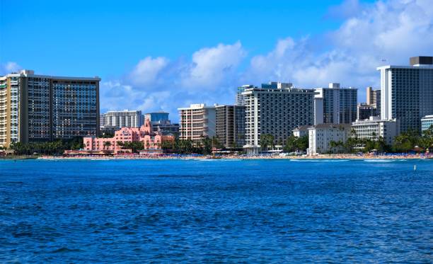 istock Honolulu coastline including Waikiki Beach,  Oahu, Hawaii 1130022184
