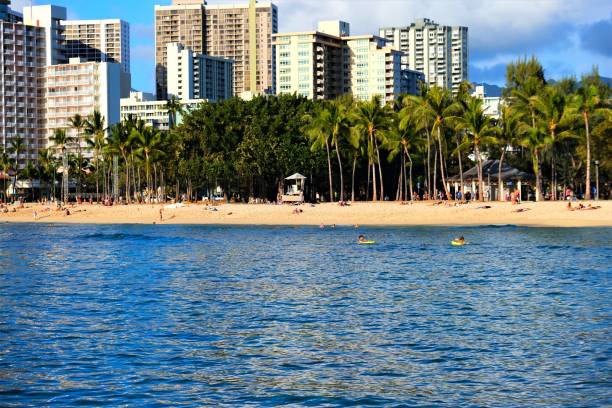 istock Honolulu coastline including Waikiki Beach,  Oahu, Hawaii 1130022194