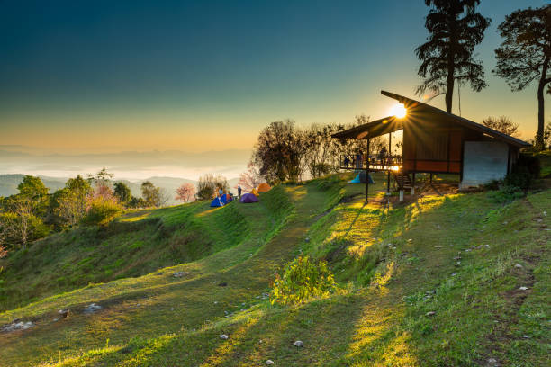 Beautiful sunrise at Doi Ma Taman mountaintop camping site