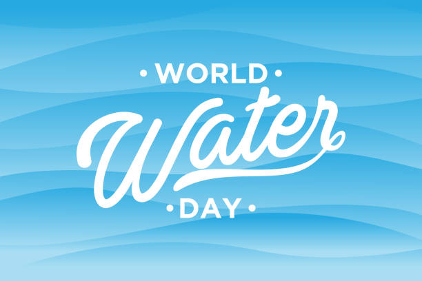 ilustrações, clipart, desenhos animados e ícones de carta de água dia mundial sobre fundo abstrato onda - dia mundial da agua