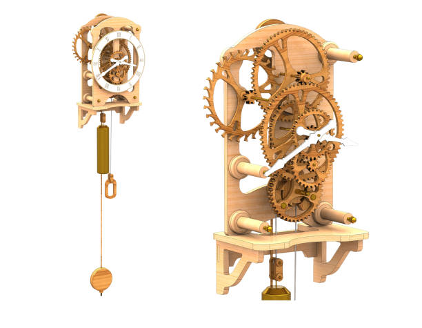 istock Wooden Gear Clock (3D Rendering) 1130033053