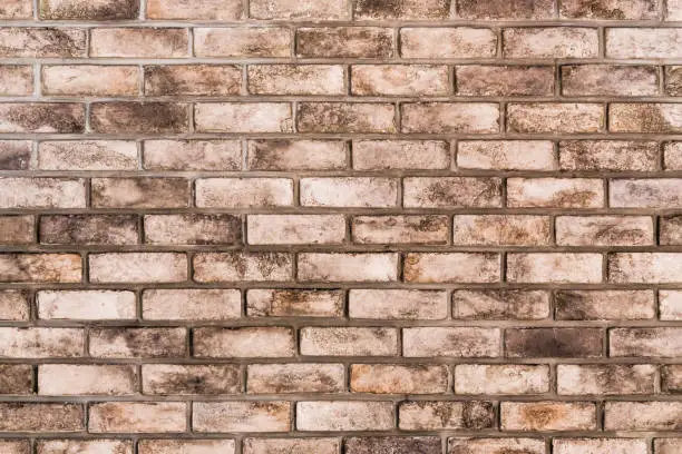 Background of brick wall with old texture pattern. Vintage style and grunge retro interior.