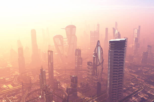 istock City in the fog. 1130040075